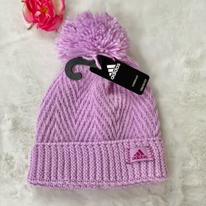 New with tags ADIDAS YOUTH TWILIGHT4 BALLIE LILAC PURPLE KNIT HAT w/POM-POM